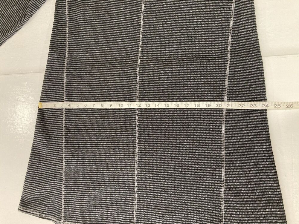 J Jill Sweater Knit Dress Womens L Black Gray Stripe Long Sleeve Casual - Picture 9 of 10